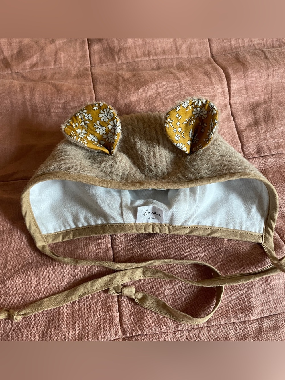 Briar Baby bear ears bonnet, 6-12 mos